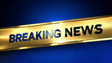 Bold "Breaking News" banner in bright yellow and blue, symbolizing urgent media updates, journalism, and broadcasting.