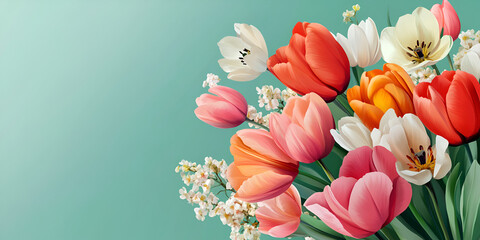 Fototapeta premium Lush Garden Flowers with Dewy Petals