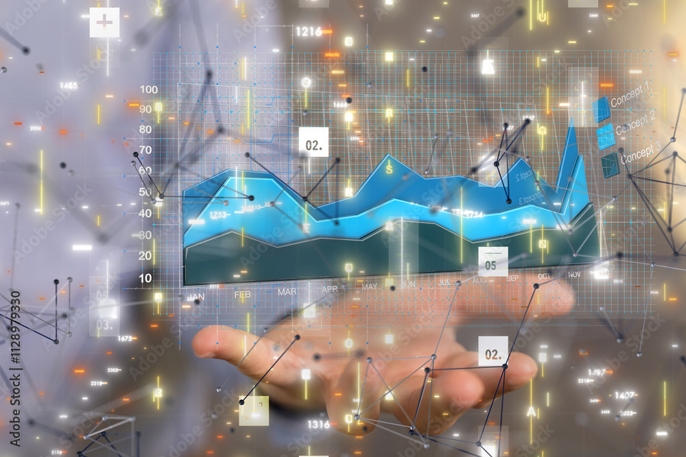 Poster diagram futuristic wave, futuristic data stream