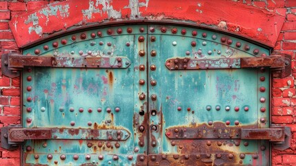 Weathered Antique Wooden Doors with Rusty Metal Accents