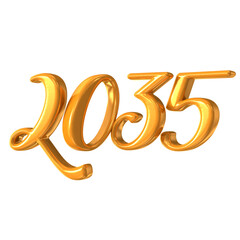 Happy New Year Number 2035 Gold 3D Render