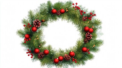 Festive Christmas Wreath Icon in Transparent Vector Isolated Style