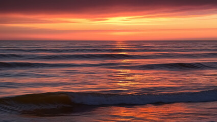 Obraz premium a sunset over a body of water