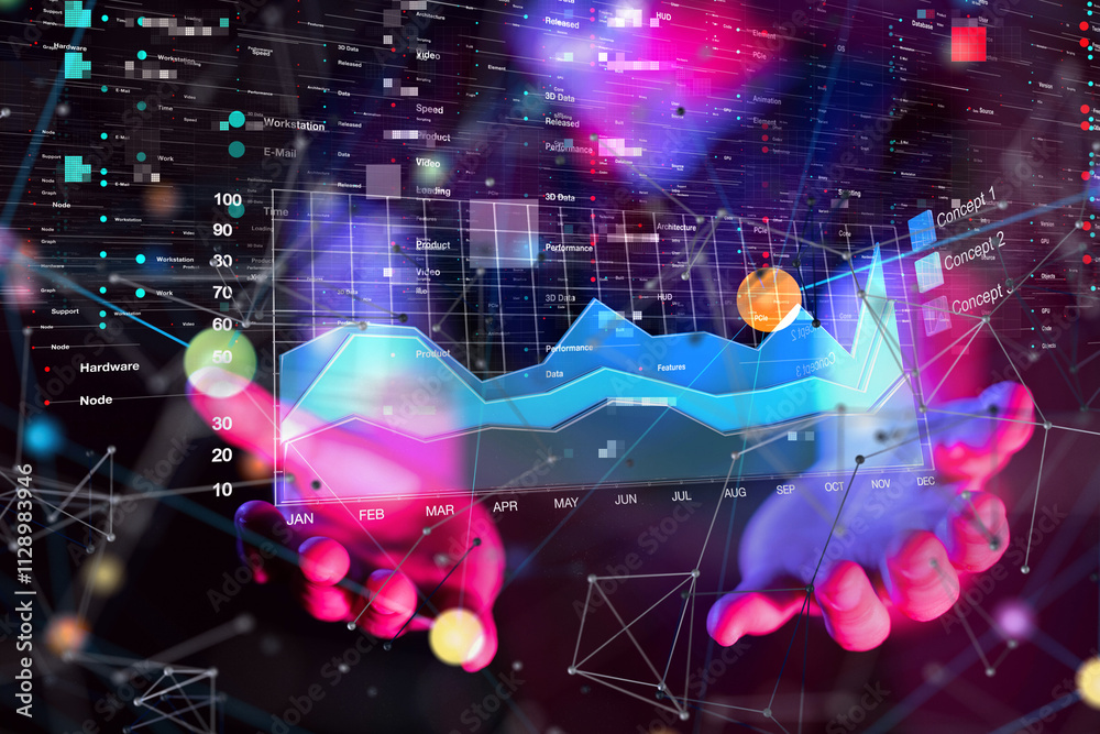 Poster futuristic wave, futuristic data stream
