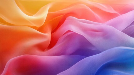 Obraz premium Colorful ombre chiffon fabric with soft folds and waves.