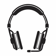 Clean Headset Silhouette for Audio and Gaming Graphics