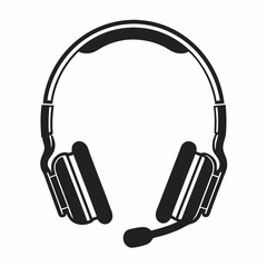 Clean Headset Silhouette for Audio and Gaming Graphics © fazlay907