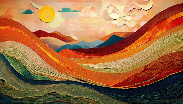 abstract landscape created with amate bark papers