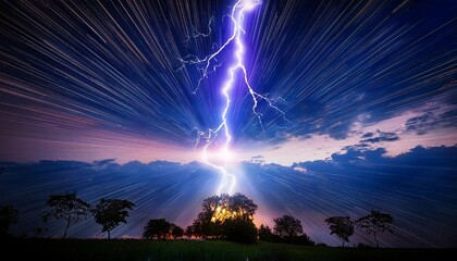 abstract amazing lightning strike anime background
