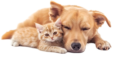 Sleeping Dog and Cat Together
