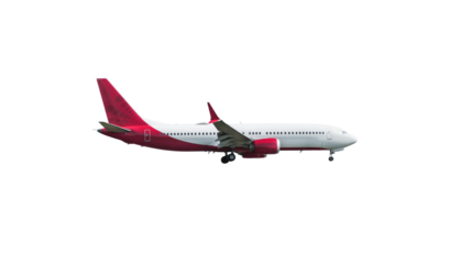Airplane white and red isolated on white background with clipping path. Element for design.
