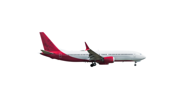 Airplane white and red isolated on white background with clipping path. Element for design.