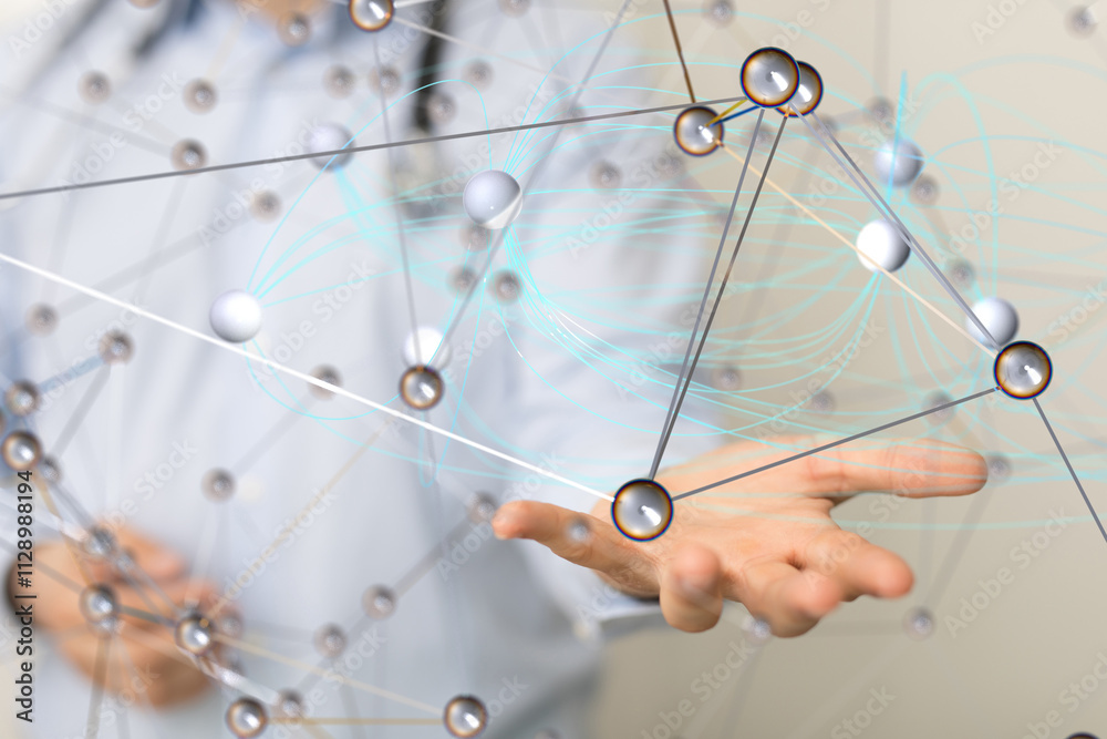 Poster conference digital network and data concept 3d