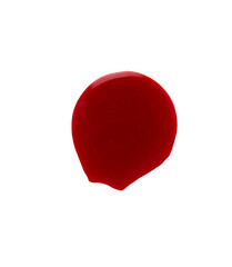 Red color lip gloss drop on background