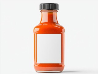 Square-shaped BBQ sauce bottle with a blank matte label, BBQ sauce bottle mockup, bold and modern