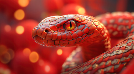 Fototapeta premium Year of the Snake 2025, celebrating Chinese New Year with symbolic numbers and decor
