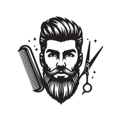 Black and white barber logo vector