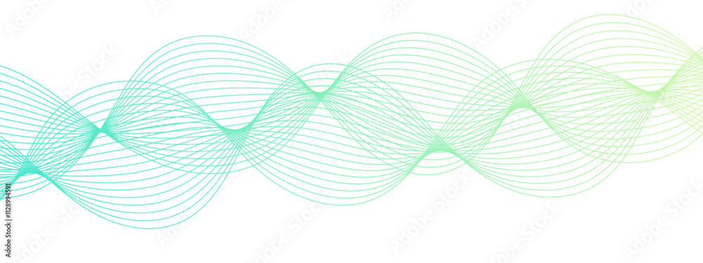 Poster Abstract colorful Blue glowing frequency sound wave with curved lines. Curved wavy lines tech futuristic motion. Geometric technology and frequency gradient lines. Dynamic gradient flowing wave
