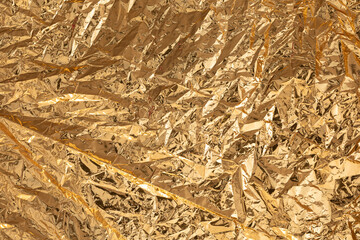 Gold Foil Texture Background: Crumpled Metallic Surface