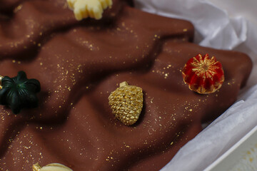 Christmas tree shaped handmade delicious belgian chocolate bar.