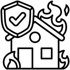 Fire Insurance Line Icon