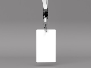 Vertical White Blank ID Card Mockup 3D Render