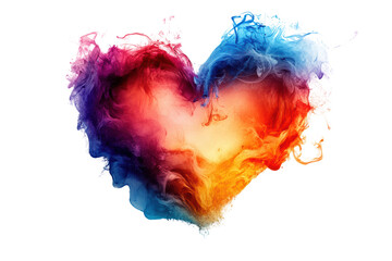 A striking artistic representation of two hearts blending colors, symbolizing love and connection on a vibrant background.