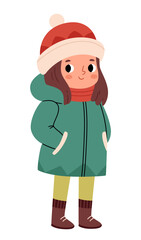 Cute stylish girl in winter clothes.Young woman in winter outerwear, scarf in wintertime. Person wearing warm clothes, coat.