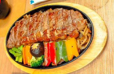 Beef steak cooking in Japanese style in restaurant