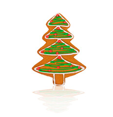 Gingerbread Christmas tree isolated on white background