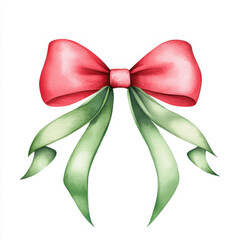 vibrant red and green bow with flowing ribbons, perfect for festive occasions