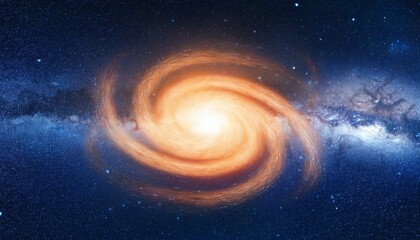 bright orange galaxy center against dark blue background