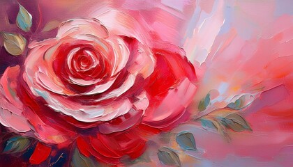 abstract art background light red color rose painting on canvas fragment of pink artwork