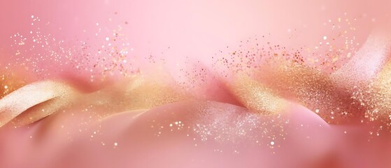 Fototapeta premium Abstract pink and gold glitter wave background.