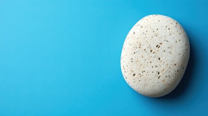 Natural Stone Object on Vibrant Blue Background Minimalist Photography Studio Environment Close-Up...