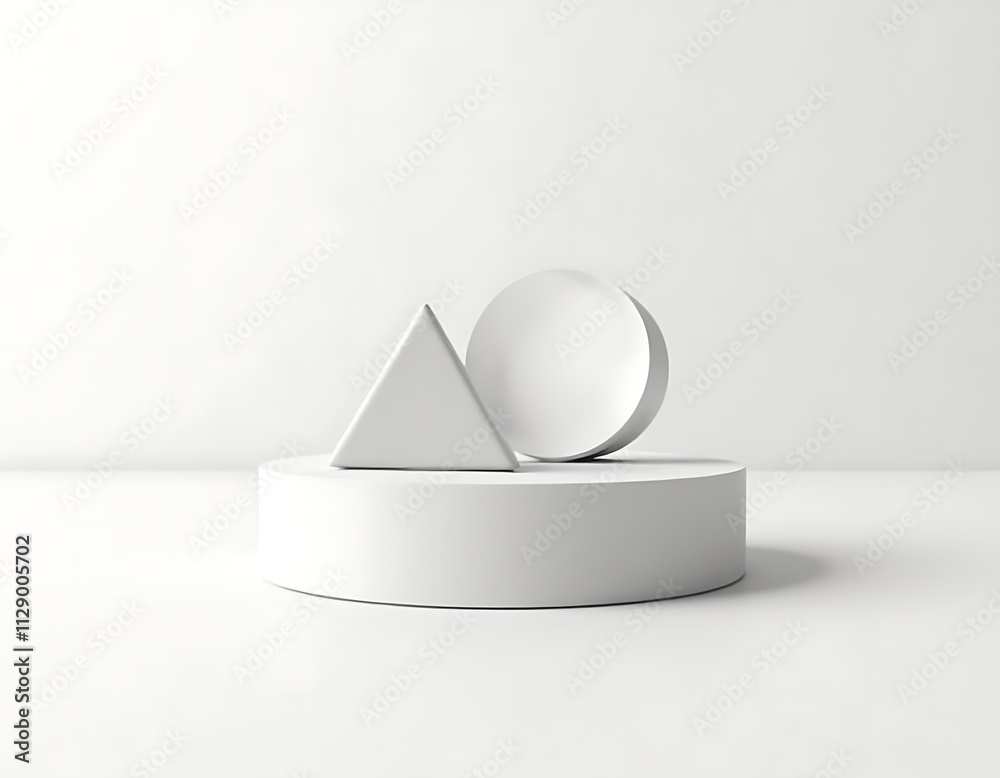 Poster pedestal podium displays minimal geometric shapes in isolation against a clean white background for 
