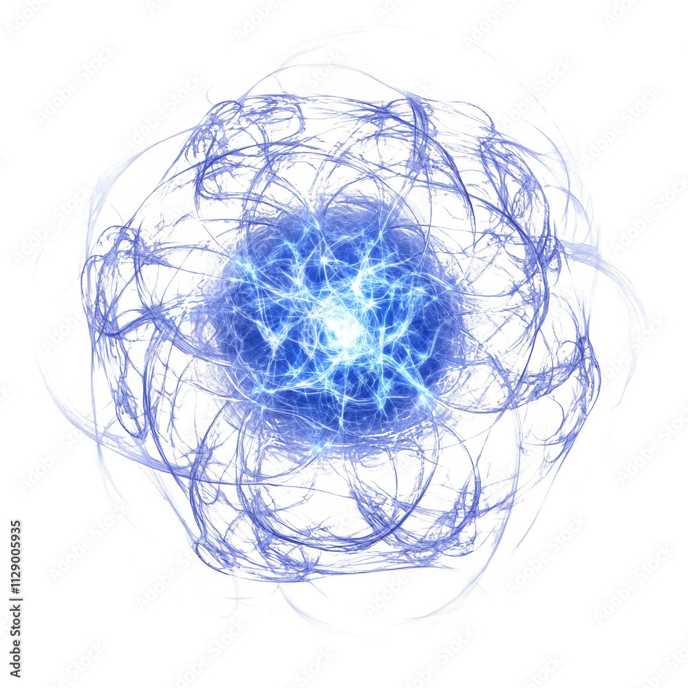 Poster neural glow. digital blue brain with interconnected lines