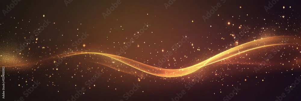 Aufkleber Abstract golden glitter wave flows gracefully across a dark backdrop, providing perfect space for personalized text or designs. Generative AI
