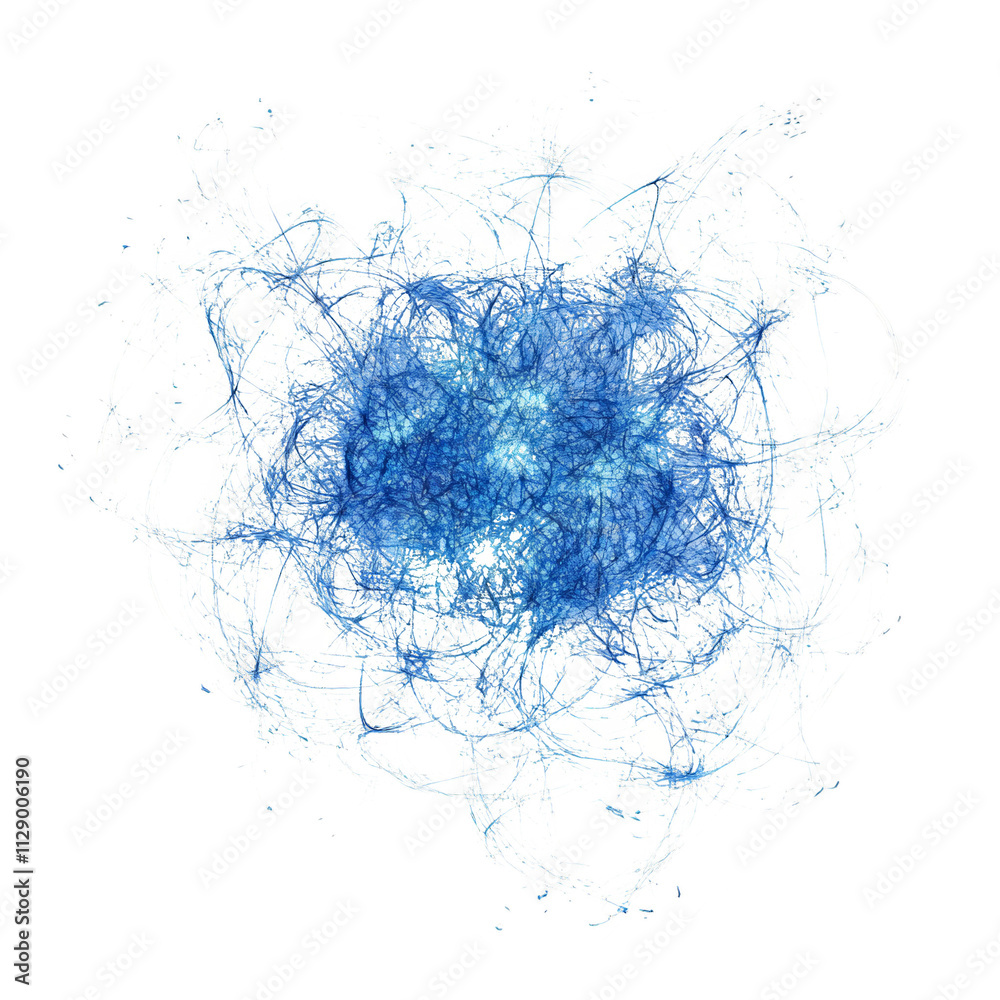 Poster Neural Glow. Digital Blue Brain with Interconnected Lines
