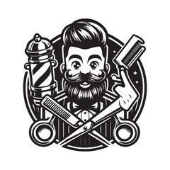 Black and white barber logo vector