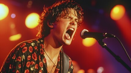 Energetic Performer in 90s Concert Setting