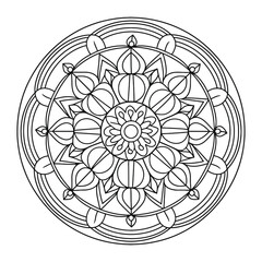 Easy Circular Pattern of Mandala for Henna, Mehndi, Tattoo, Decoration. Mandala for Coloring Book Page.