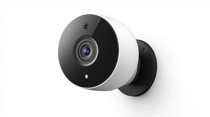 Wall-mounted indoor security camera, isolated in white background