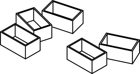 3d boxes vector silhouette