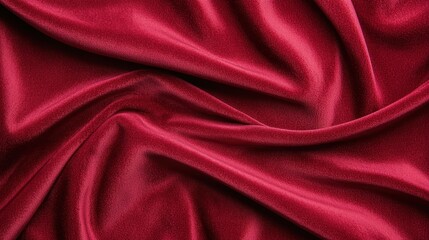 Obraz premium Smooth Red Velvet Fabric Texture with Soft Waves and Drapery