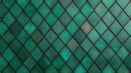 Textured Green Geometric Pattern with Diamond Shapes on Surface