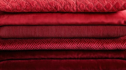 Rich Red Textiles in Layers for Home Decor and Fashion Design