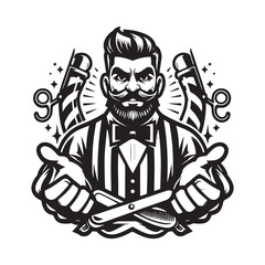 Black and white barber logo vector