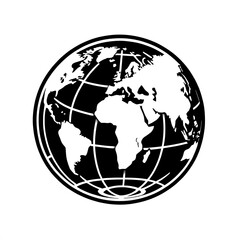 Obraz premium Global Connection: A stylized black and white illustration of the Earth, emphasizing global interconnectedness and international collaboration. 