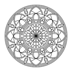 Mandala Pattern Designs in Floral, Indian Style - Black and White Colored and Outlined Vector Illustration.